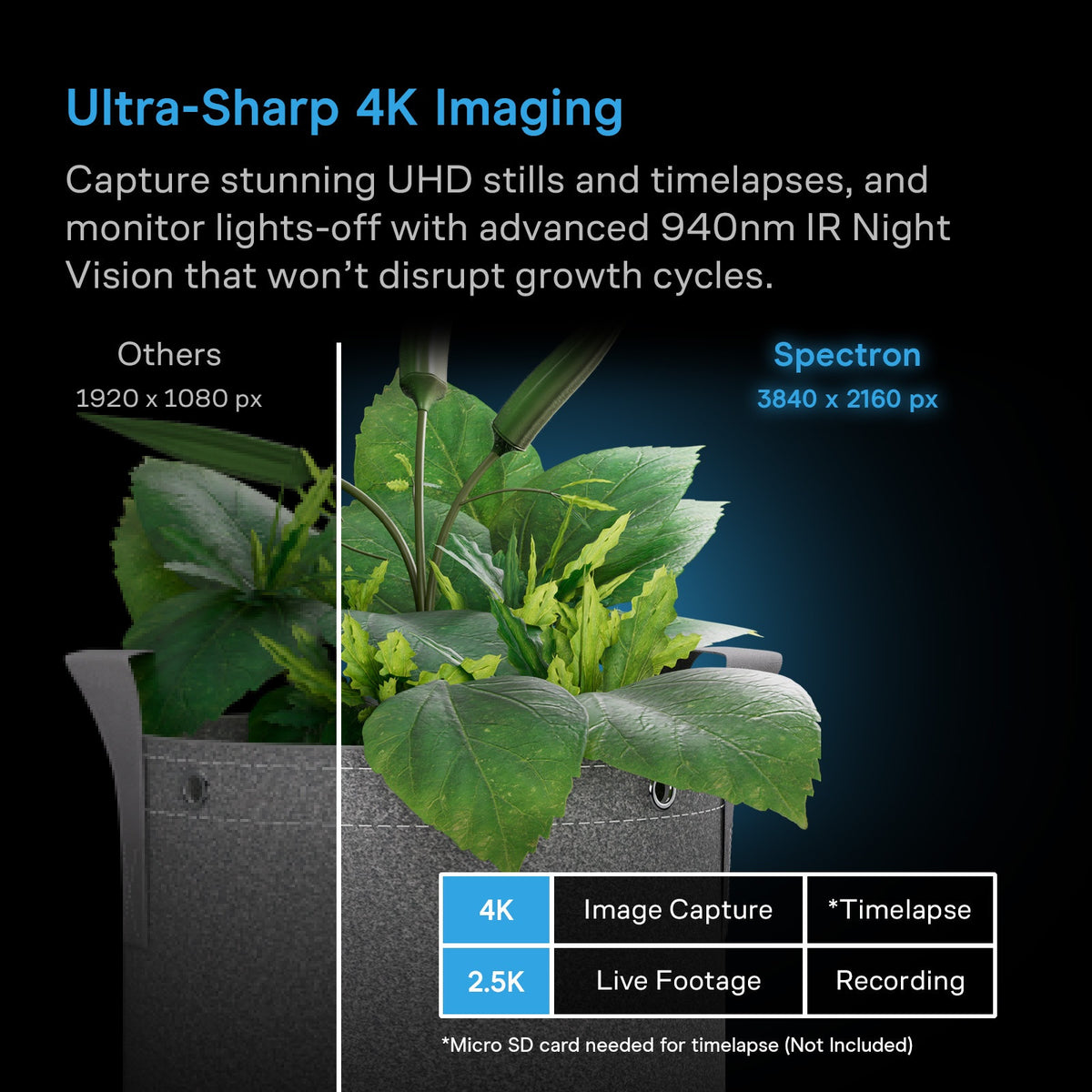 AC Infinity SPECTRON 3 – Infografik Ultra-Sharp 4K Imaging