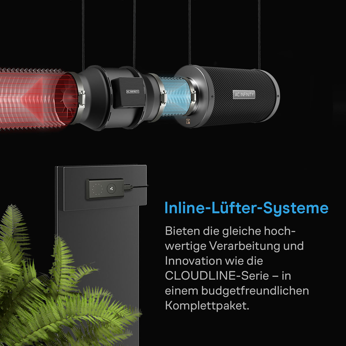 AC Infinity Luftfilter-Set – Infografik Inline-Lüfter-Systeme