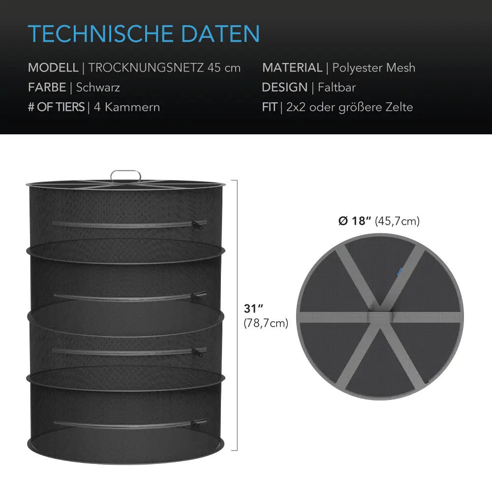 AC Infinity Trockengestell – Technische Daten und Maße