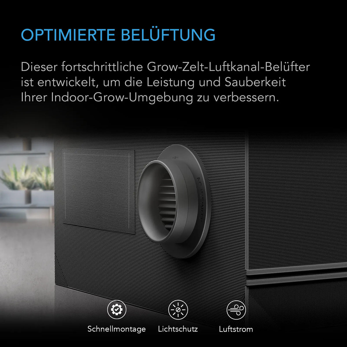 AC Infinity Growzelt-Luftkanal-Belüftungsaufsatz – Infografik Optimierte Belüftung