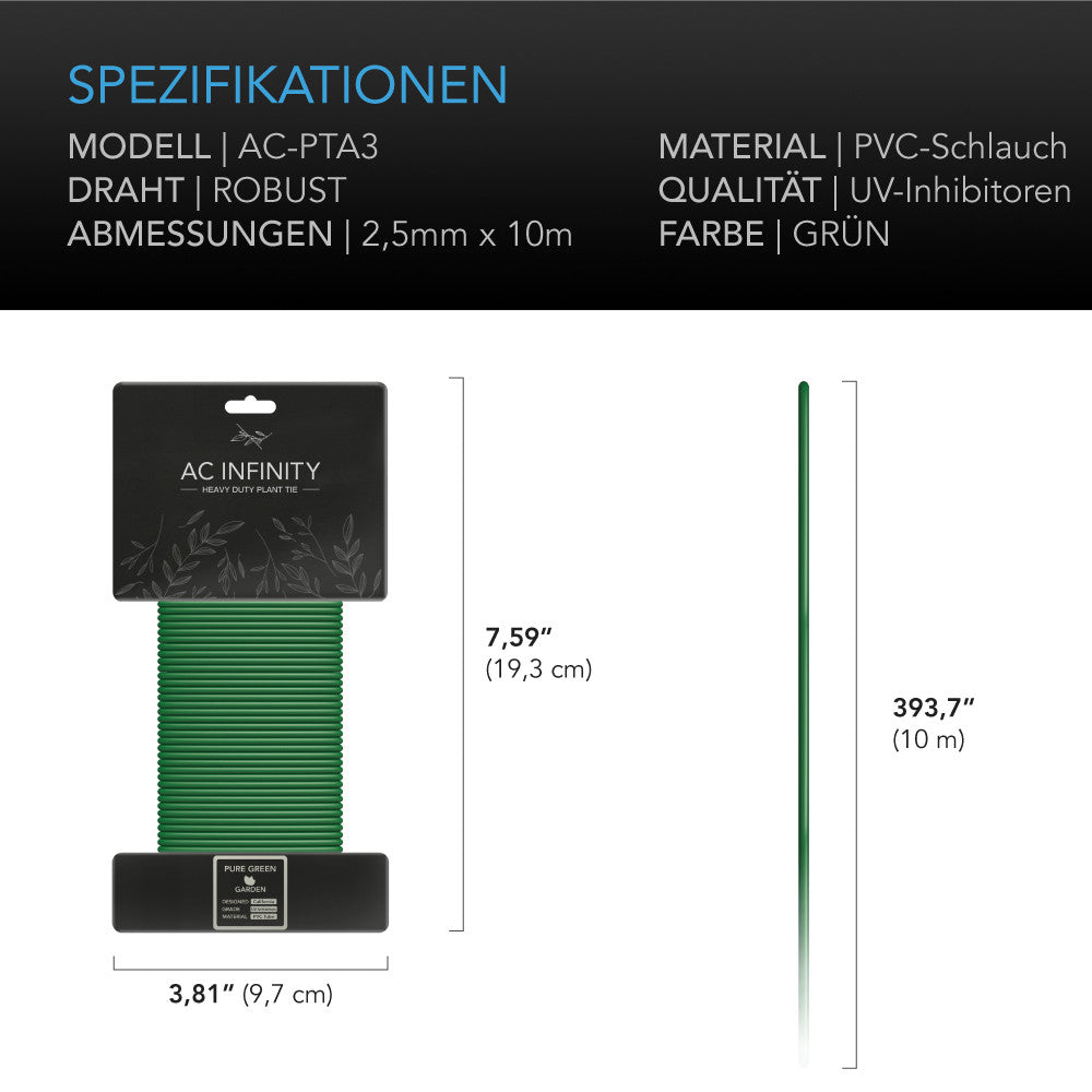 AC Infinity Heavy-Duty-Drehbinder – Technische Daten und Maße
