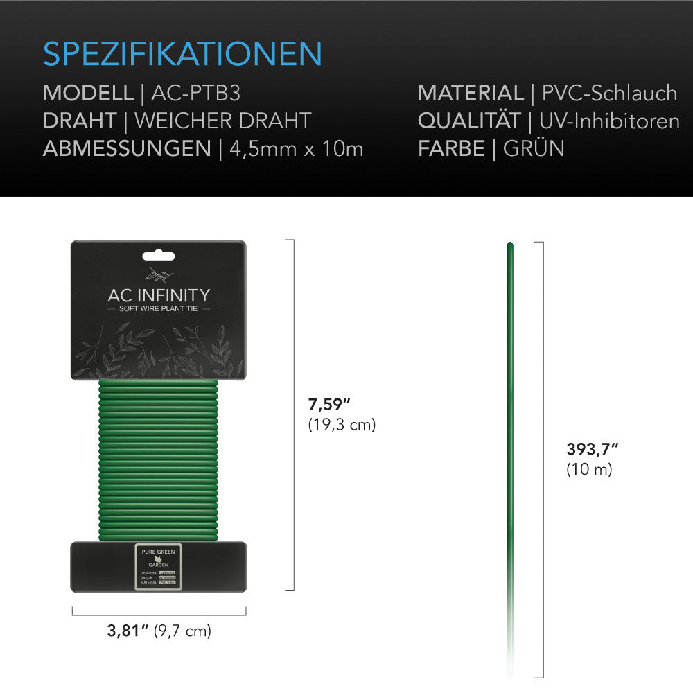 AC Infinity Weiche Drehbinder – Technische Daten und Maße