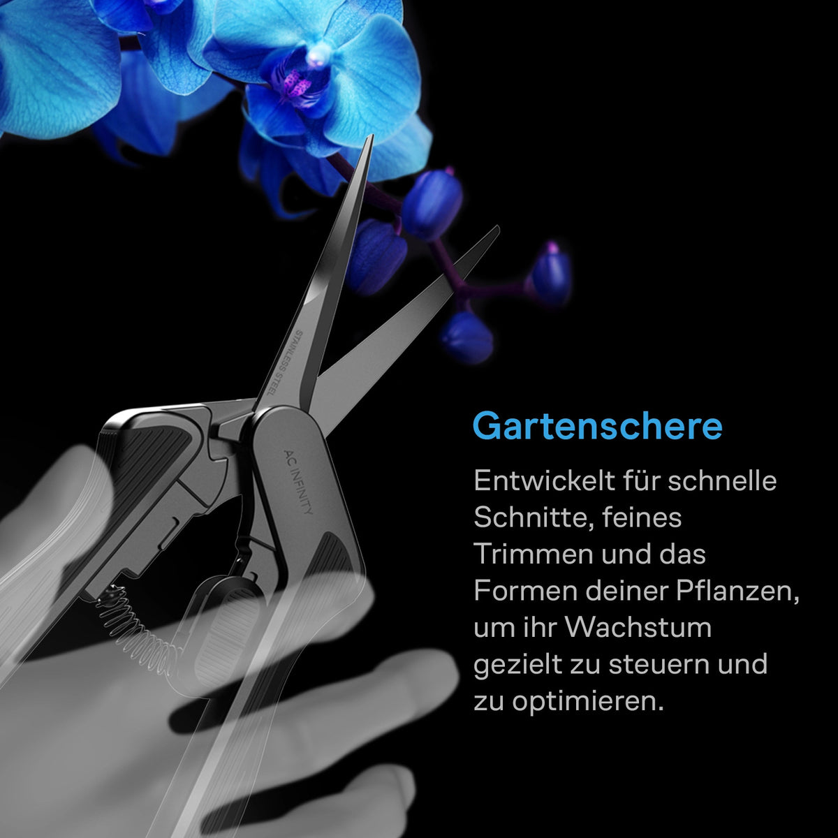 AC Infinity gebogene Mikrospitzenschere – Infografik Gartenschere