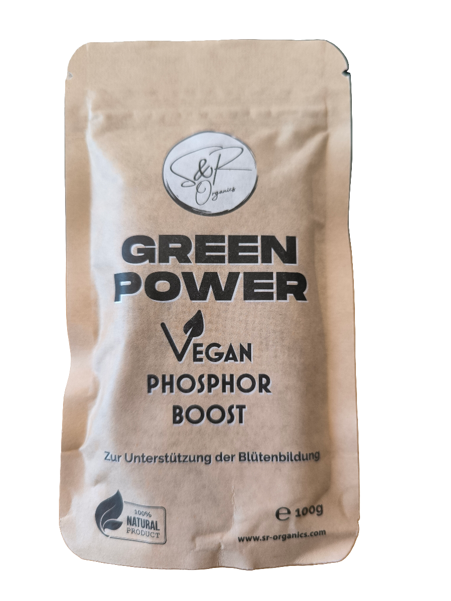 Green Power Phosphor Boost Vegan ist ein leistungsstarker Phosphor Booster, der für eine optimale Blütenbildung sorgt. Einfach in der 3-5 Blütewoche auf dem Substrat verteilen und wie gewohnt gießen. Mit einer Dosierung von 3 Gramm pro Pflanze wöchentlich, sorgt dieses Produkt für gesunde und kräftige Pflanzen mit einer höheren Blütenausbeute.