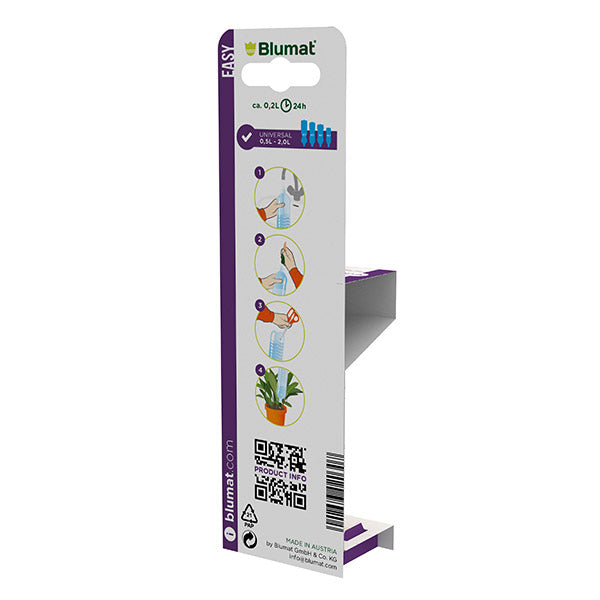 Blumat Easy Flaschenadapter mit Tonkegel, Verpackung Rückseite