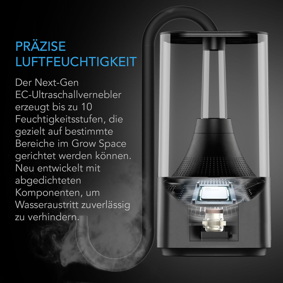 AC Infinity CLOUDFORGE T3 – Infografik Präzise Luftfeuchtigkeit