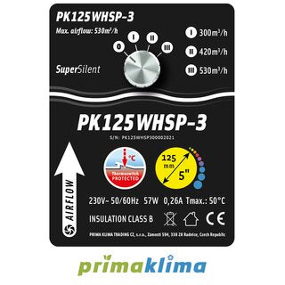 Prima Klima Silenced Fan Whisperblower 3 Speed max.530m³/h 125mm