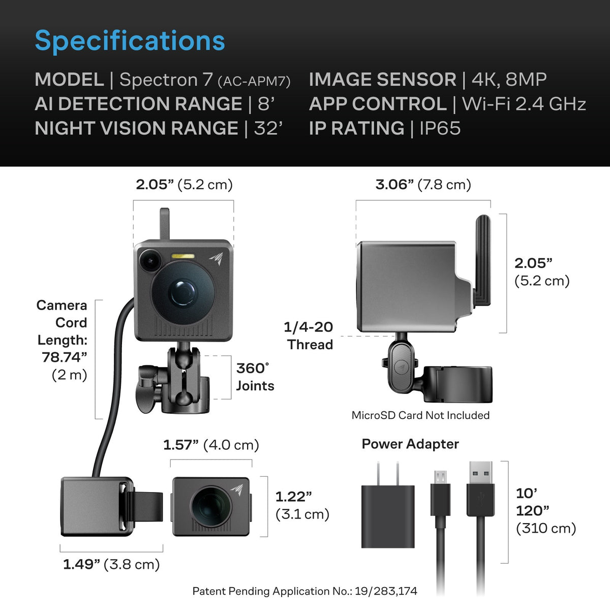 AC Infinity SPECTRON 7 – Technische Daten und Maße