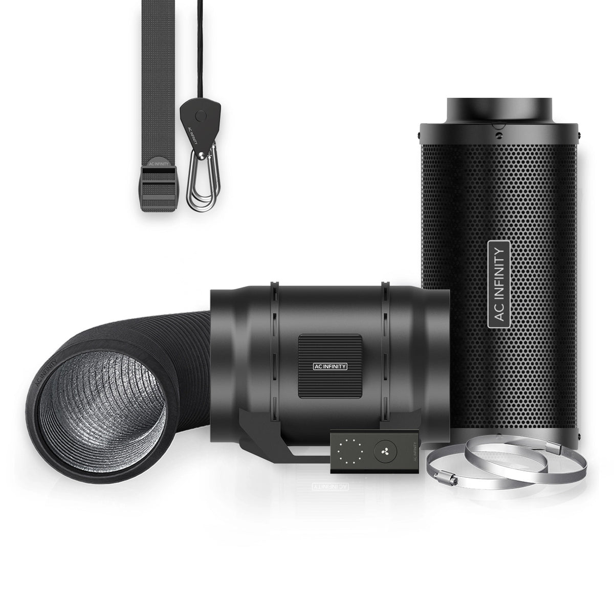AC Infinity Luftfilter-Set – 200 mm mit Inline-Ventilator und Aktivkohlefilter