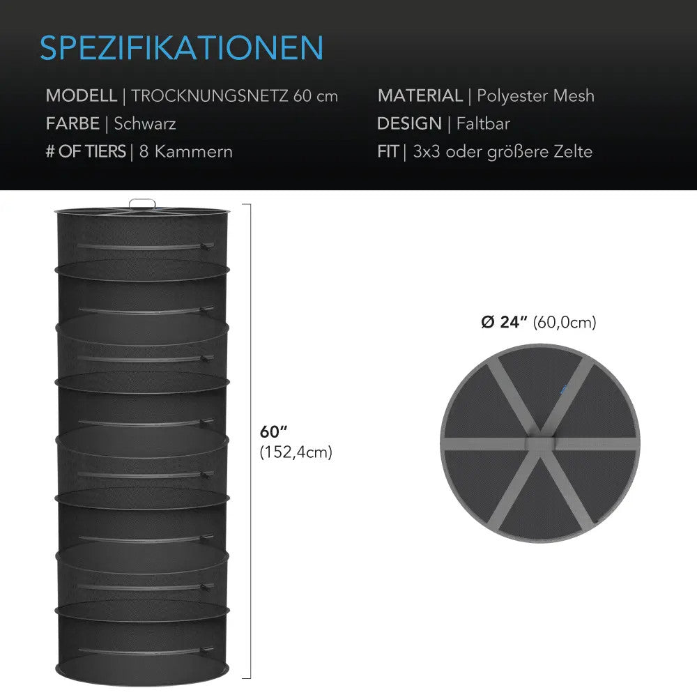 AC Infinity hängendes Trockengestell – Technische Daten und Maße