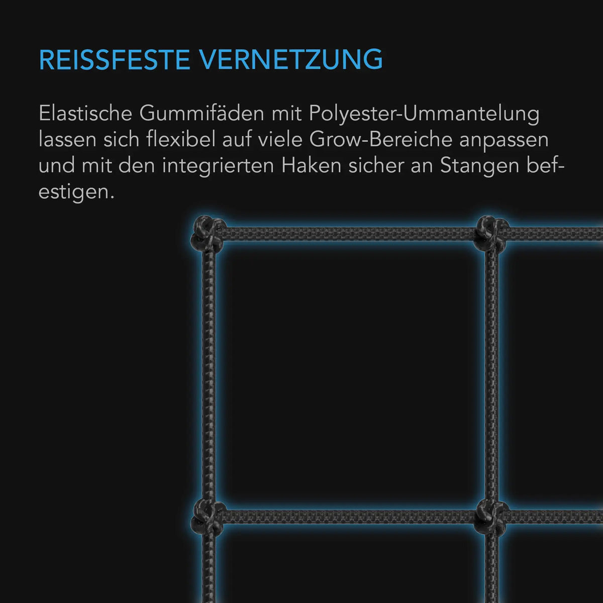 AC Infinity elastisches Grow-Zelt-Gitternetz – Infografik Reißfeste Vernetzung