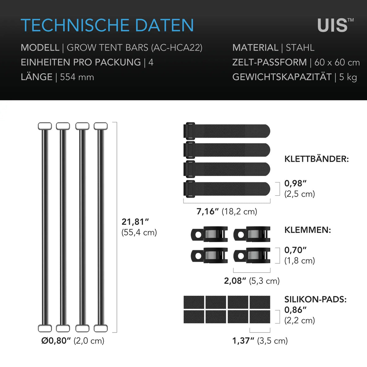 AC Infinity Zelt-Montagestangen – Lieferumfang