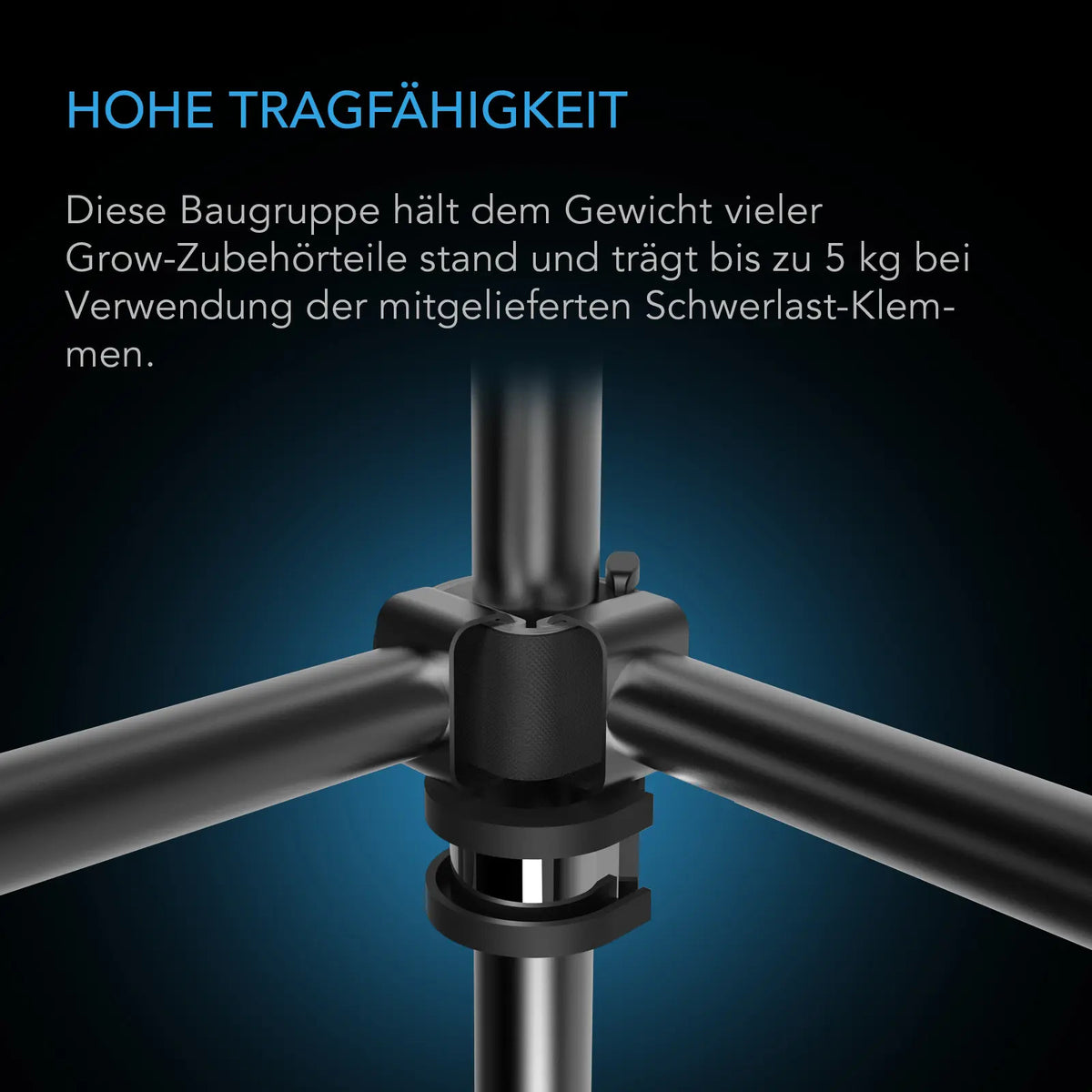 AC Infinity Grow-Zelt-Montagestangen – Infografik Hohe Tragfähigkeit