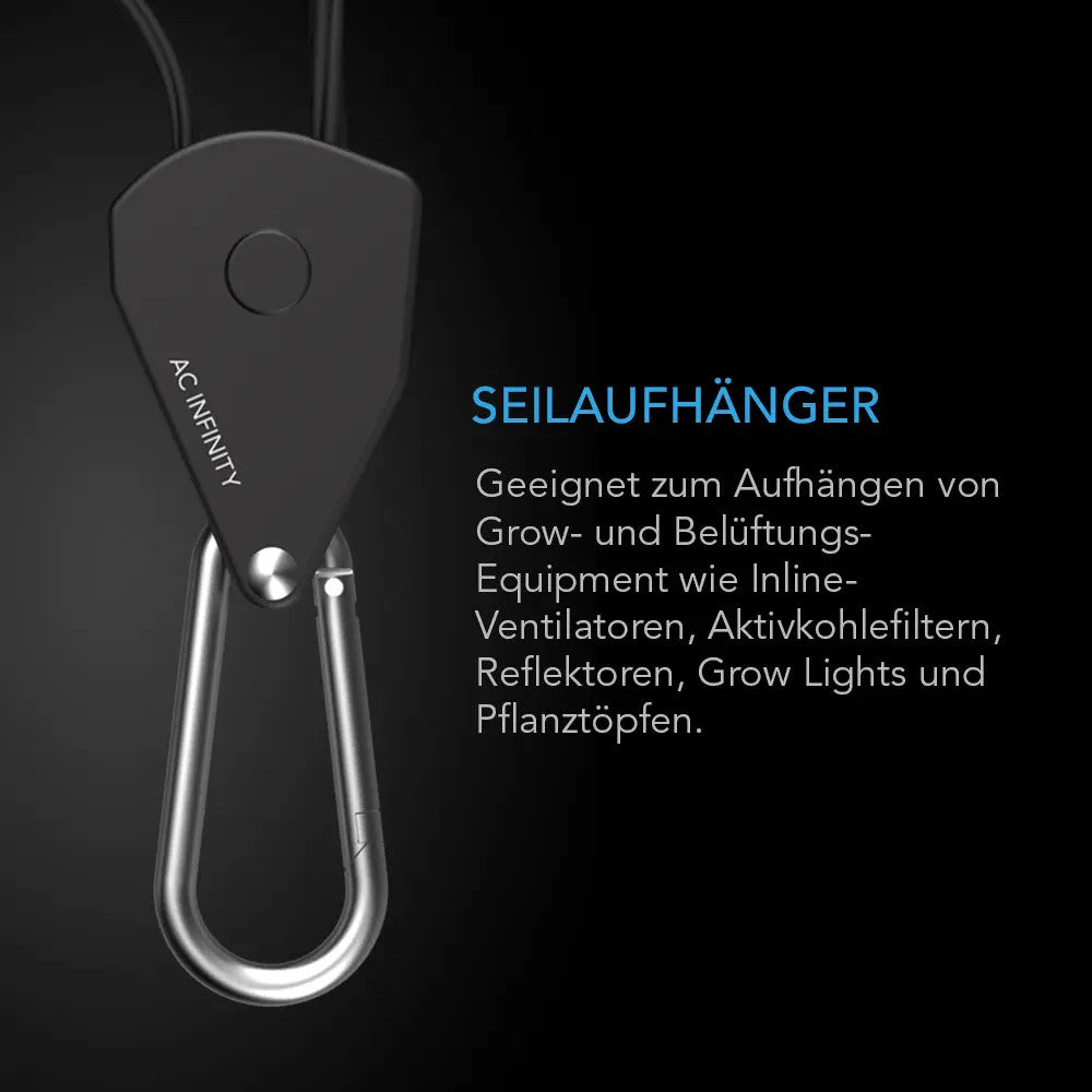 AC Infinity Schwerlast-Seilaufhänger – Infografik Seilaufhänger