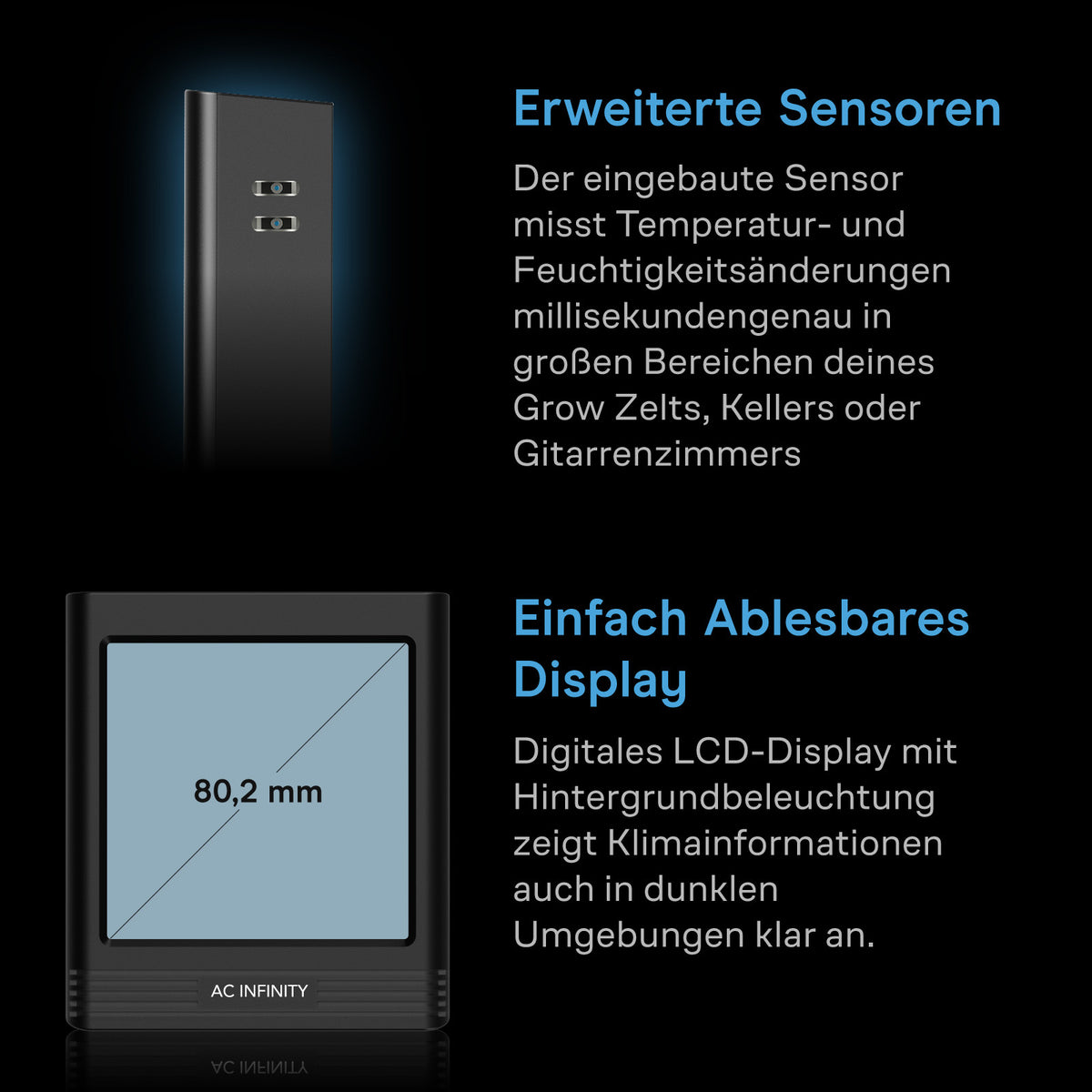 AC Infinity CLOUDCOM B2 – Infografik Erweiterte Sensoren