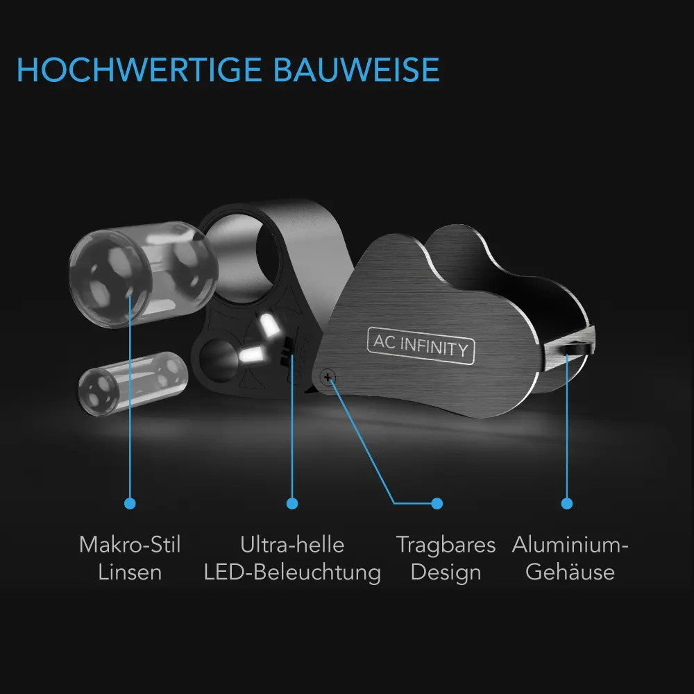 AC Infinity Juwelierlupe – Infografik Hochwertige Bauweise