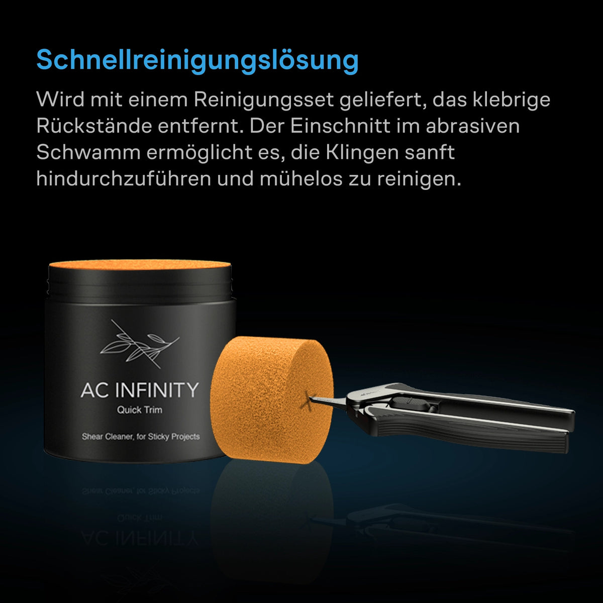 AC Infinity Edelstahl-Astschere – Infografik Schnellreinigungslösung