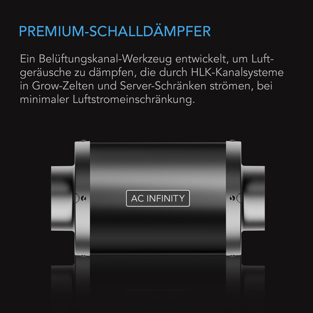 AC Infinity Rohrschalldämpfer – Infografik Premium-Schalldämpfer