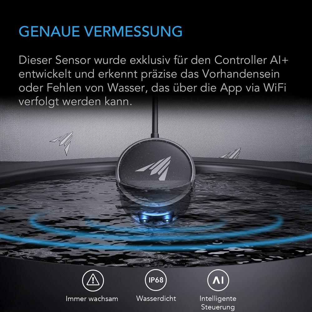 AC Infinity Wassersensor für CONTROLLER AI+ – Infografik Genaue Vermessung