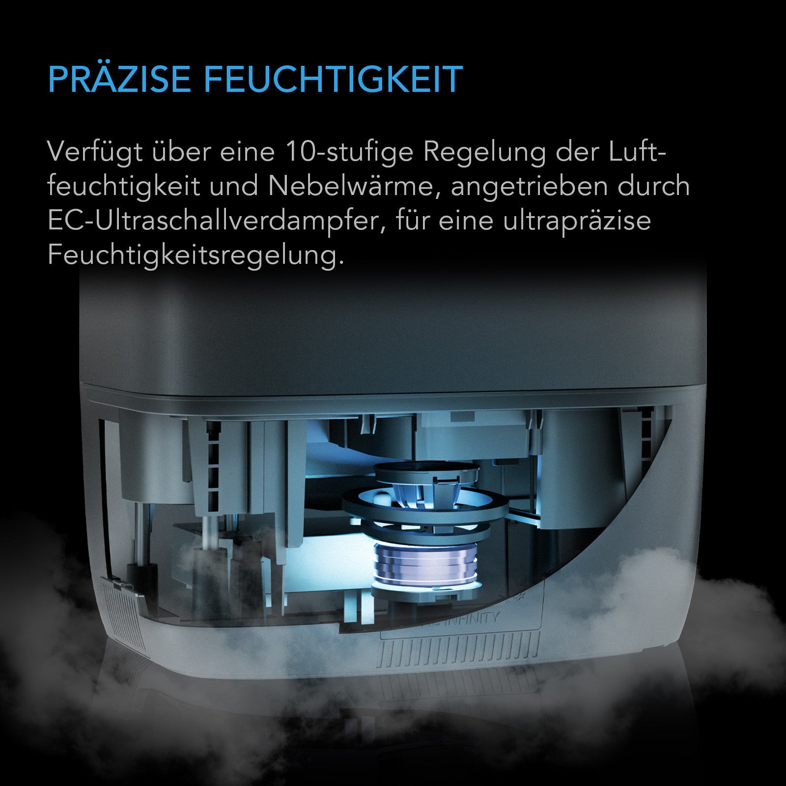 EC-Ultraschallvernebler und 10-stufige Regelung des CLOUDFORGE T5