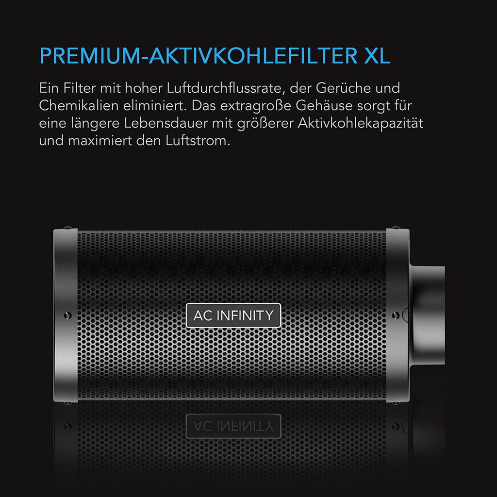 AC Infinity Premium-Aktivkohlefilter XL mit verlängertem Kohlebett