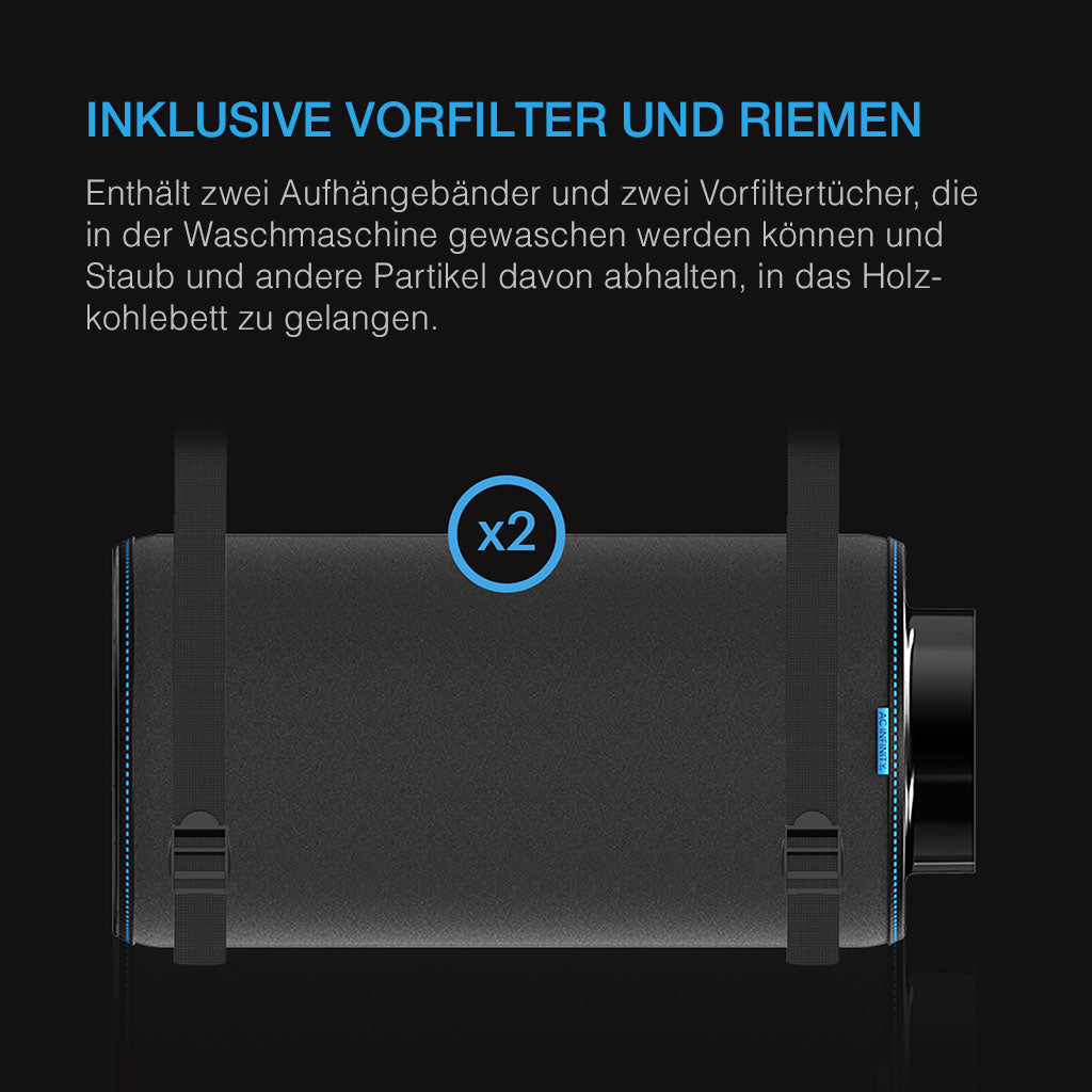 AC Infinity Aktivkohlefilter XL mit zwei Vorfiltern und Aufhängebändern