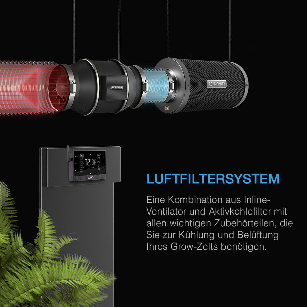 Aufbau des AC Infinity Luftfilter-Sets PRO 100 mm