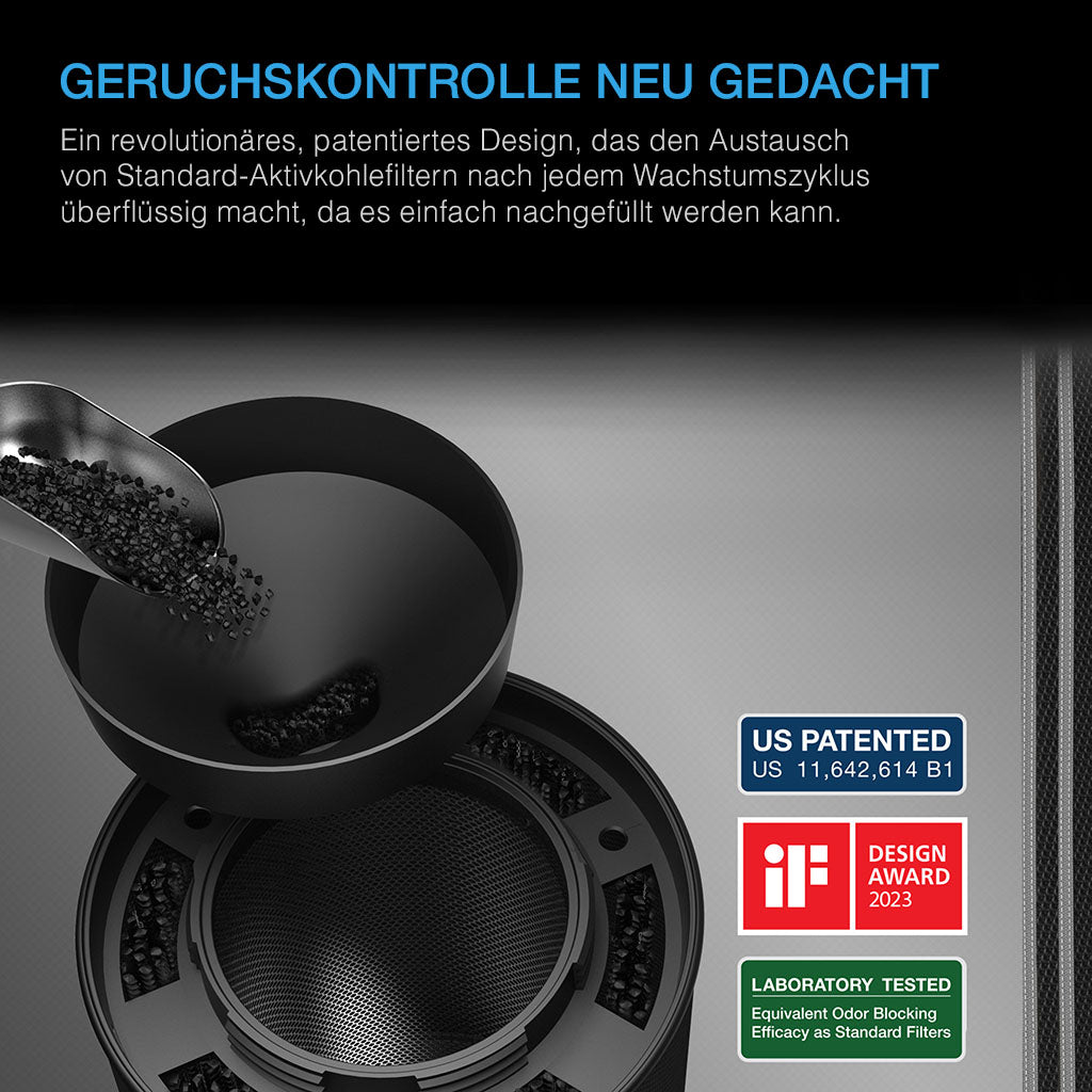 Nachfüllbares Filtersystem des AC Infinity Aktivkohlefilters 100 mm