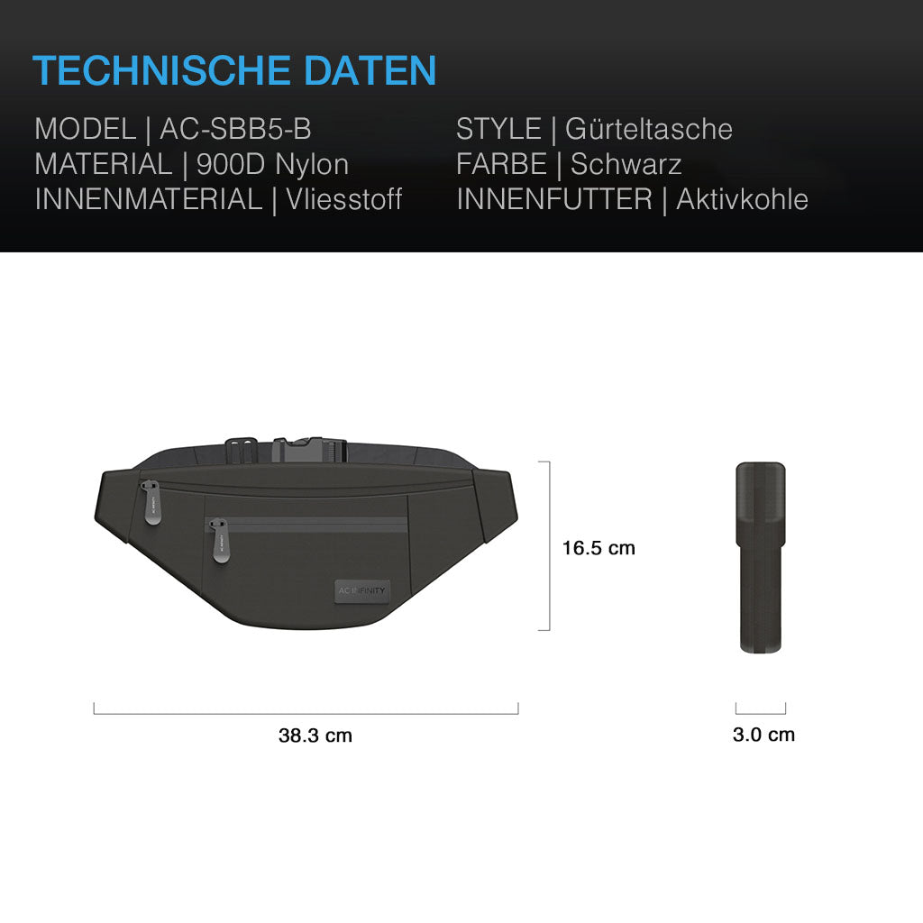 Technische Daten der AC Infinity Hip Bag AC-SBB5-B