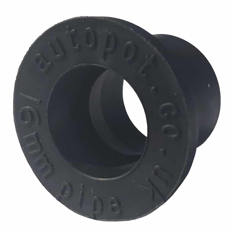 AutoPot Tülle (Top Hat Grommet) für 16-mm-Schlauch, schwarz, mit Prägung