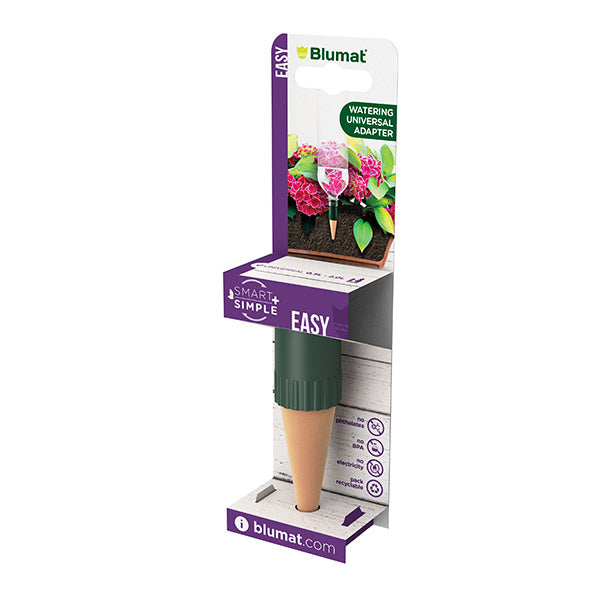 Blumat Easy Flaschenadapter mit Tonkegel, Verpackung seitlich