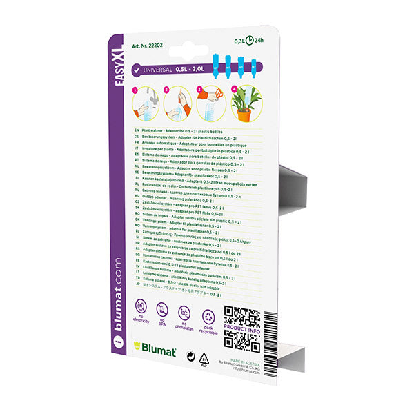 Blumat Easy XL Flaschenadapter, 2 Stück, Verpackung Rückseite