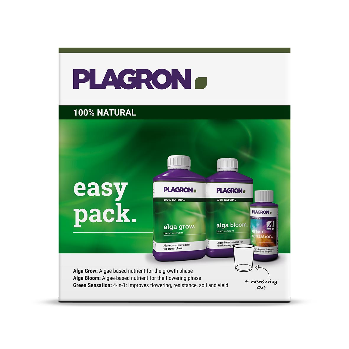Plagron Easy Pack 100% NATURAL, Verpackung, Düngerset mit organischen Basisdüngern für Erde