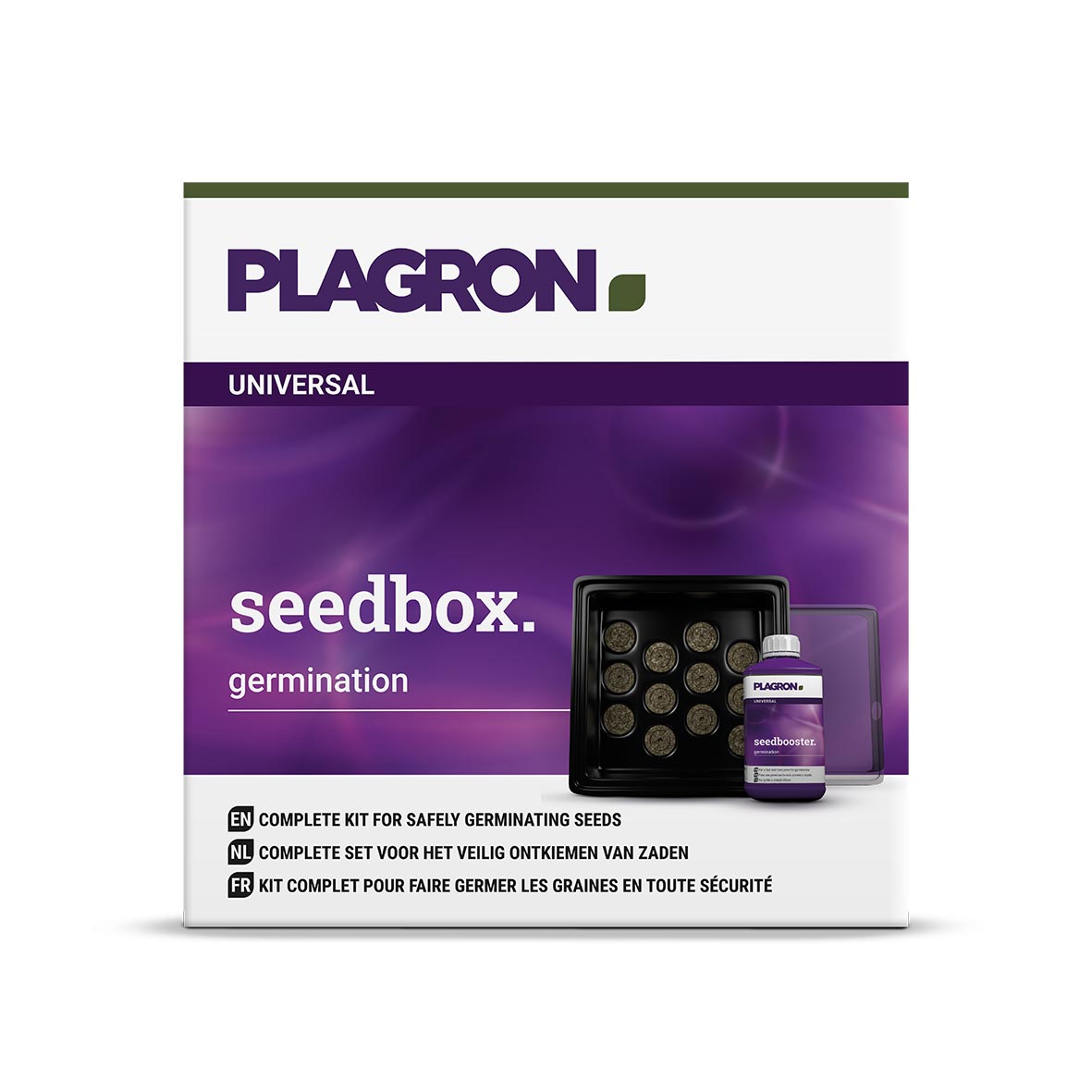 Plagron Seedbox Anzucht-Set, Verpackung mit Anzuchtschale und Seedbooster