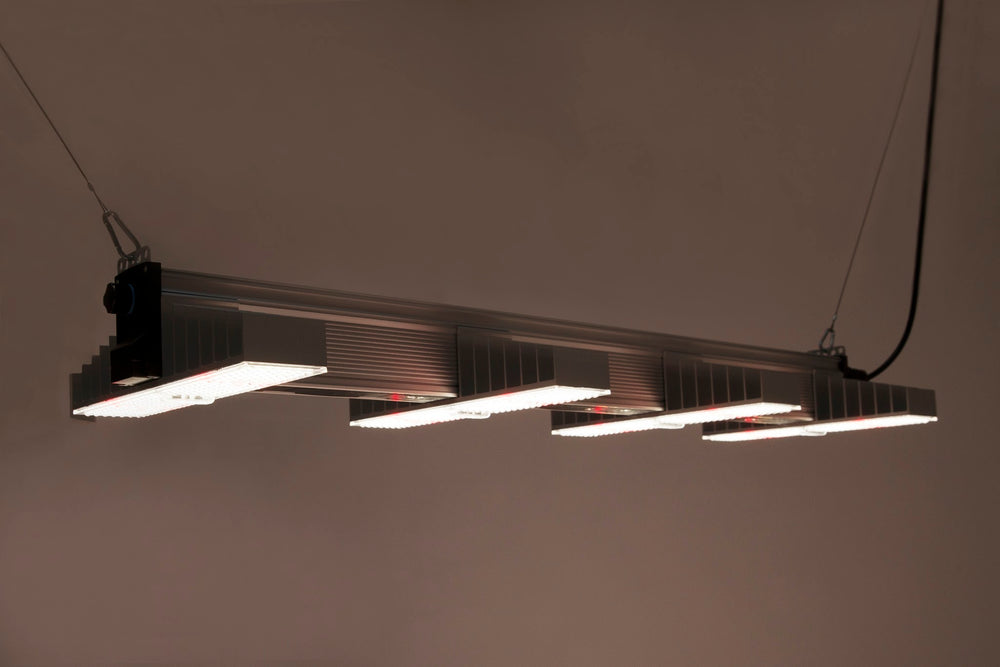 SANlight EVO 4-120 1.5 eingeschaltet, hängend von schräg unten gesehen